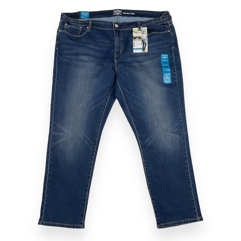 Levis Strauss Jeans Womens 24 Plus (ACTUAL 42x26.5) Blue Mid Rise Slim Denim NWT
